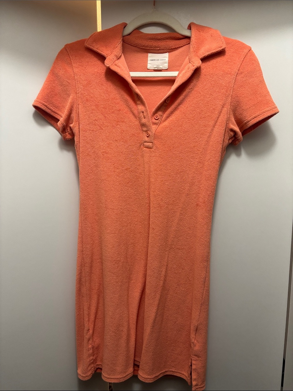 American Eagle Outfitters Coral-Orange Polo Terry Mini Dress